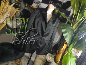 Black Suzy Shier Satin Mobwife Blazer MD