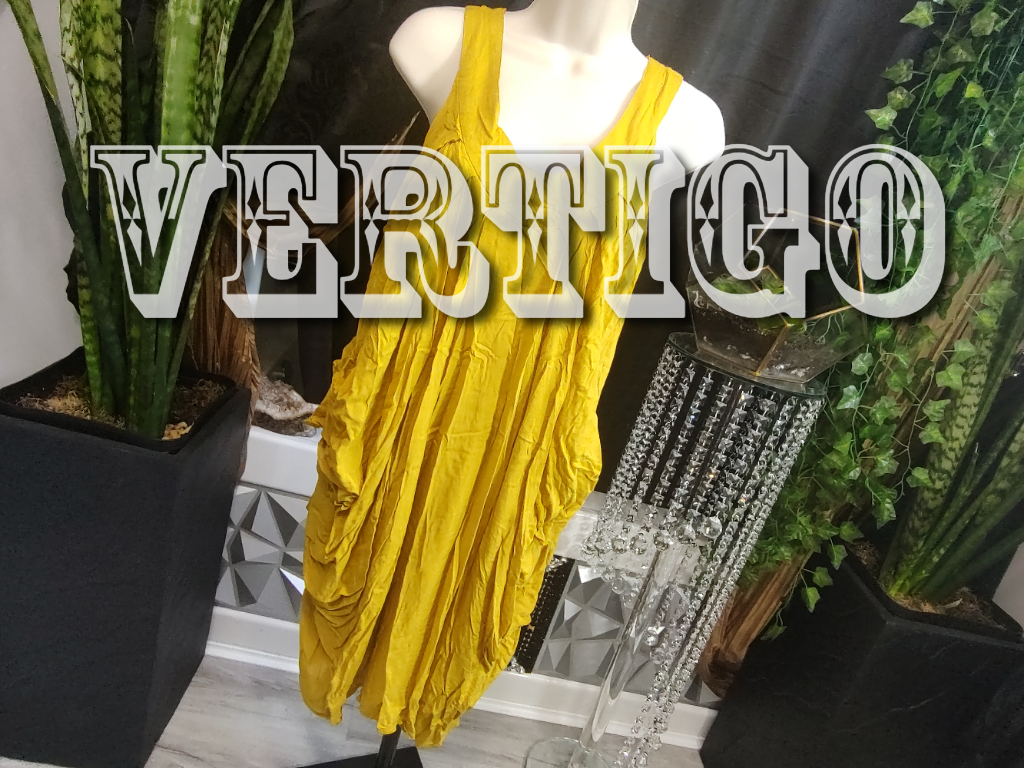 Vertigo Burnt Yellow Ruffled Tank Top Tunic XL