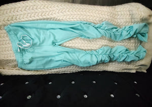 Aqua Blue Long Rouched Leggings MD