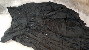 Boho BLING Black Long Ruffle Skirt LG-XL