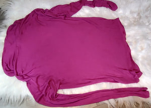 Seductions Barbie Pink Cowl Front Long Sleeve Top LG