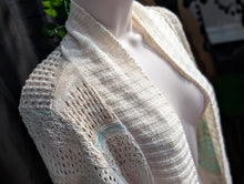 Load image into Gallery viewer, Eclipse Mint Ivory Mesh Cardigan Sweater LG
