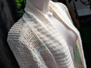 Eclipse Mint Ivory Mesh Cardigan Sweater LG