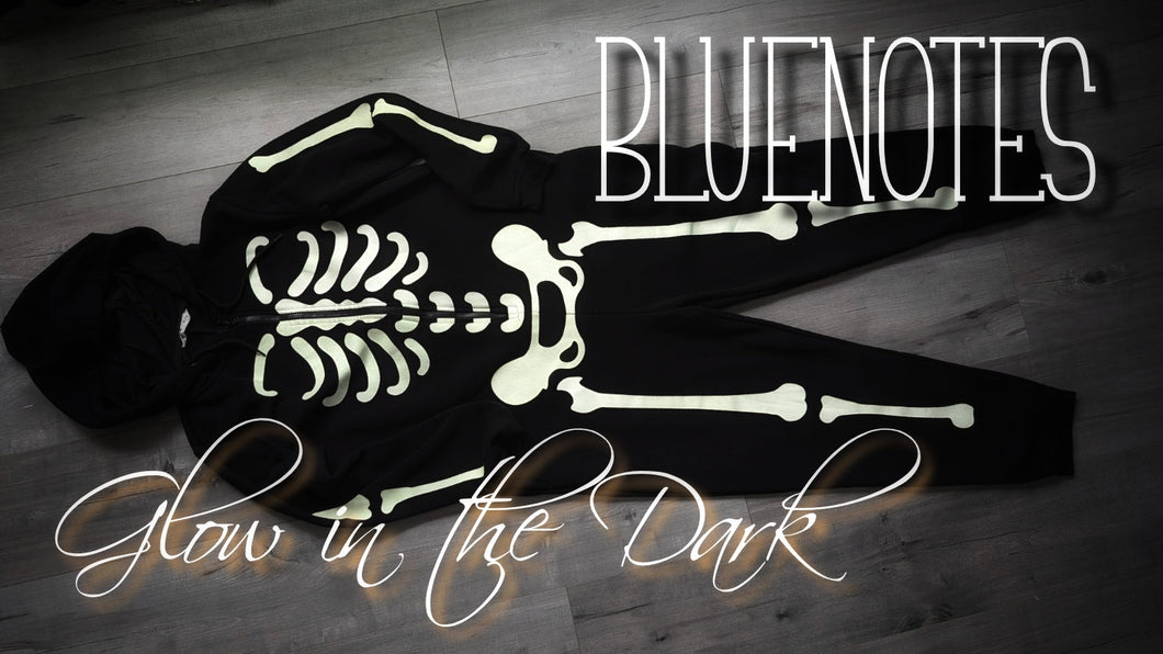 Black Glow in the Dark Skeleton Hoodie Onesie XL