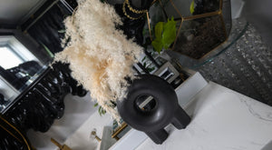 Pampas Grass Arrangement in Black Donut Vase