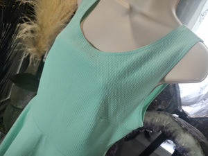 "Try This" Minty Aqua Blue Circle Skater Tennis Dress XL