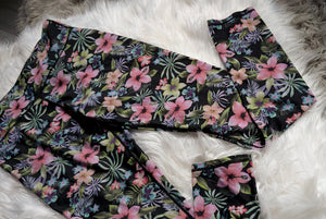 Pink Floral Print Leggings MD-LG