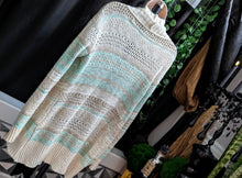 Load image into Gallery viewer, Eclipse Mint Ivory Mesh Cardigan Sweater LG
