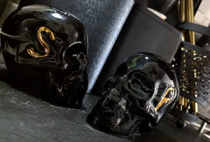 Gloss Black w/Gold Skull Salt & Pepper Shakers