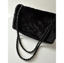 Load image into Gallery viewer, Nicole Miller Black Faux Fur Shoulder Purse
