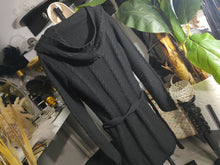 Load image into Gallery viewer, BCBG Black Hooded Cable Knit Sweater Cardigan XL
