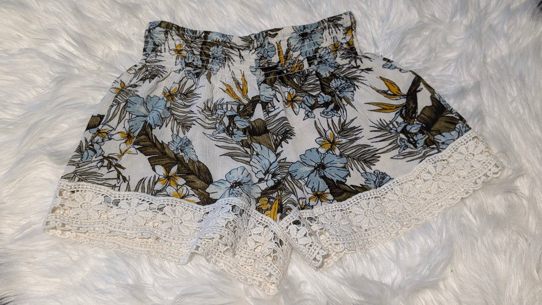 Ardene Baby Blue Floral & Lace Shorts XS-SM