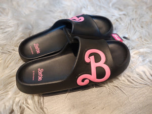 Black & Pink Barbie Sandals sz7-8 NEW