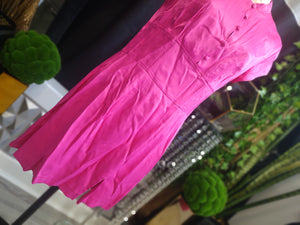 Zara Hot Pink Asian Silk Short Sleeve Dress SM NWT