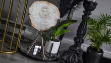 Load image into Gallery viewer, Stunning Druzy Agate Crystal Slab on Metal Stand
