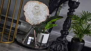 Stunning Druzy Agate Crystal Slab on Metal Stand