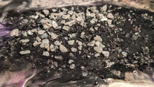 Load image into Gallery viewer, Wood Canvas Epoxy Resin Moonstone Crystal &quot;SPACE&quot; Art Piece
