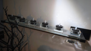 Crystal Candle Holder w/Black Glitter Tealites