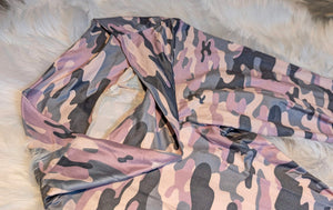 Pink & Grey Camouflage Camo Activewear Leggings LG