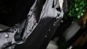 Fred David Black Silky Satin Blouse LG