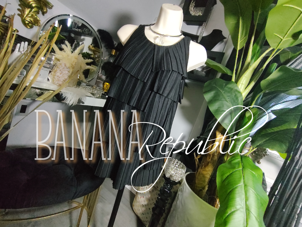 Banana Republic Black Layered Ruffle Tunic Tank Top SM