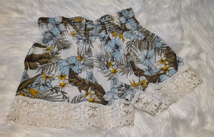 Ardene Baby Blue Floral & Lace Shorts XS-SM