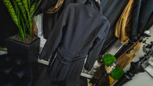 Load image into Gallery viewer, Zara Black Pleated Double Buckle Belt Trench Blazer Jacket MD
