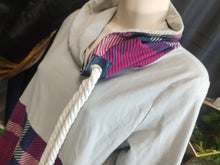 Load image into Gallery viewer, Coastal Grey &amp; Pink Plaid Rope Pull Neck Sweater Top LG-XL
