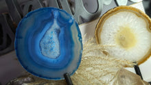 Load image into Gallery viewer, 8&quot; Blue Brazilian Agate Quartz Crystal Slice w/Stand
