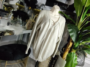 Rue+ Beige Pullover Laced Bust Sweater 4X