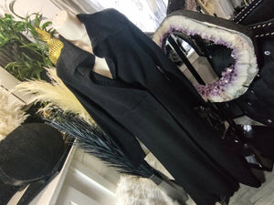 Daisy Fuentes Black Maxi Long Sweater Knit Jacket LG