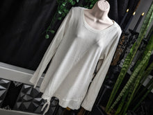 Load image into Gallery viewer, Lily Morgan Glittery Ivory Ribbed Sweater Top LG
