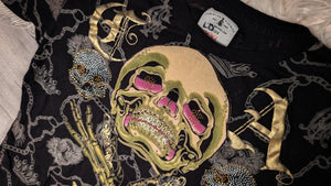 Christian Audigier "Charmed Life" Gold Bling Skull T-Shirt