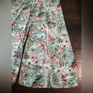 Peach Love California Open Leg Floral Tropical Pants & Top Outfit LG