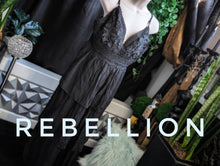 Load image into Gallery viewer, Rebellion Black Lace Ruffle Halter Maxi Dress XL
