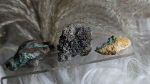 Azurite & Malachite Mineral Crystal Clusters 3pcs