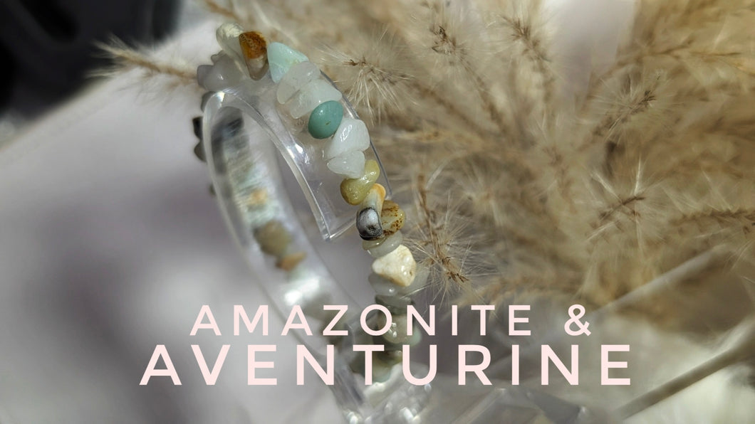 Amazonite & Aventurine Crystal Chip Bracelet