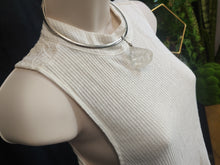 Load image into Gallery viewer, Candie&#39;s Victorian Ivory White Ribbed Knit Lace Tank Top LG
