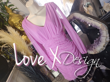 Load image into Gallery viewer, Love X Design Pink Rouched Sheer Sleeve Barbiecore Dress SM NWT
