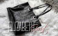 Elizabeth Grant Black Snakeprint Ostrich Leather Purse