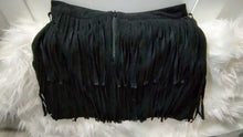 Load image into Gallery viewer, Divided by H&amp;M Black Suede Tassel Mini Skirt sz8
