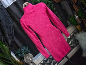 Jessica Simpson Hot Pink Fuzzy Knit Sweater Dress XXS