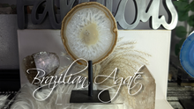 Load image into Gallery viewer, 8&quot; Natural Brazilian Agate Quartz Crystal Slice w/Stand
