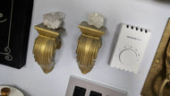 Gold Wall Sconces w/ Clear Quartz Crystals