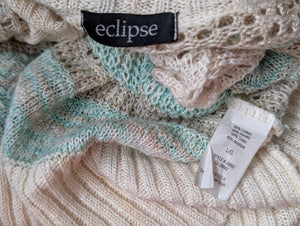 Eclipse Mint Ivory Mesh Cardigan Sweater LG