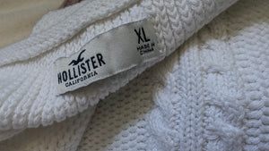 Hollister White Cable Knit Crop Top XL