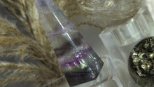 Load image into Gallery viewer, 3&quot; Smokey Rainbow Fluorite Crystal Tower (chip/crack)
