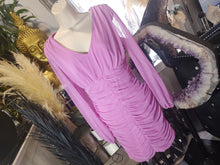 Load image into Gallery viewer, Love X Design Pink Rouched Sheer Sleeve Barbiecore Dress SM NWT
