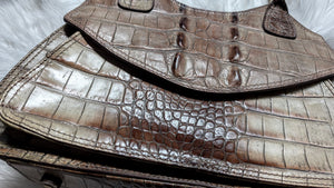 Sondra Roberts Brown Crocodile Alligator Leather Handbag Purse