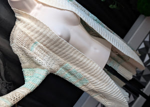 Eclipse Mint Ivory Mesh Cardigan Sweater LG